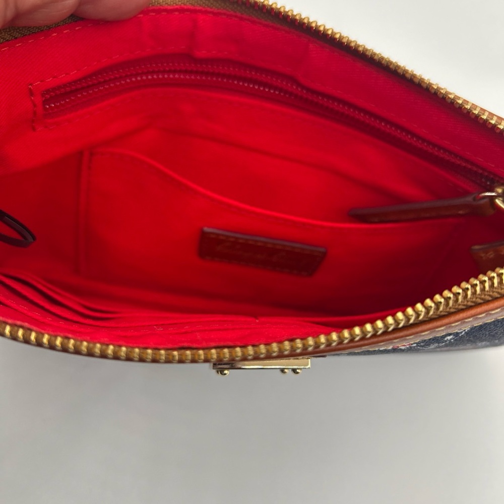 Dooney & Bourke Navy and Brown Wristlet - Picture 5 of 12